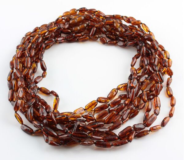10 Cognac BEANS Baltic amber adult wholesale necklaces 45cm