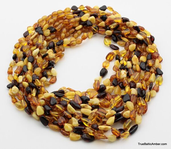 13 Multi BEANS Baltic amber adult wholesale necklaces 21in