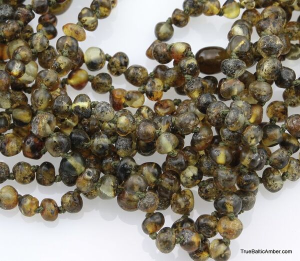 Healing BAROQUE Baby teething Baltic amber beads necklace 13in
