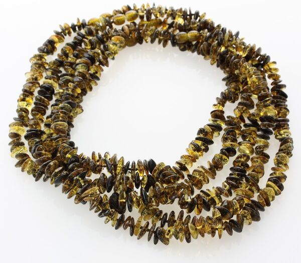 5 Green CHIPS Baltic amber necklaces 45cm