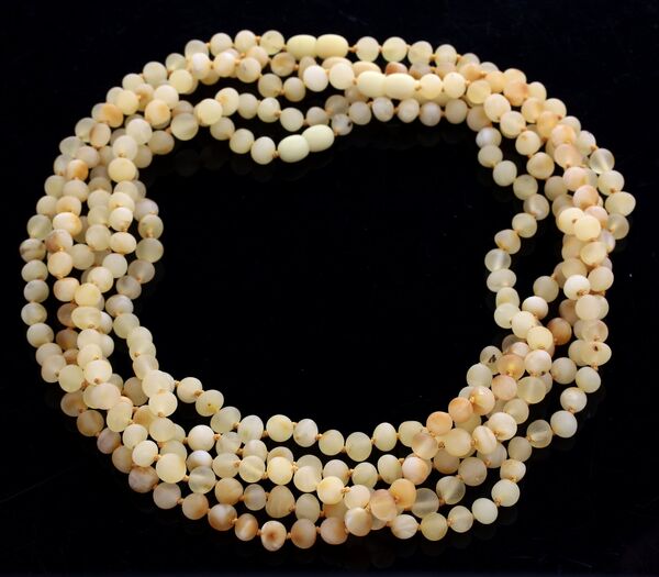 5 Raw Milk BAROQUE Baltic amber adult necklaces 50cm