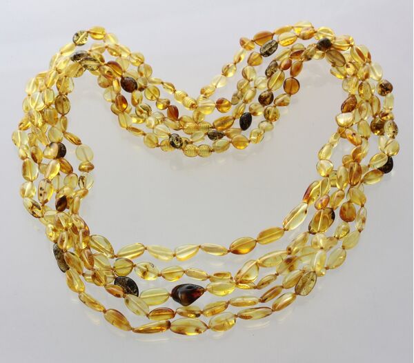 5 Mix BEANS Baltic amber adult necklaces 65cm