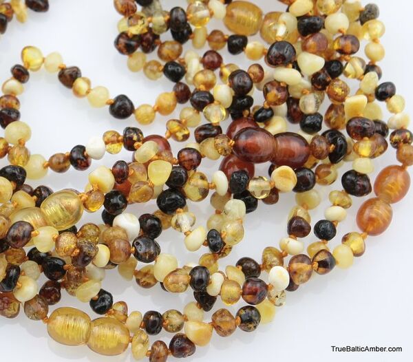 Small Multi BAROQUE Baby teething Baltic amber necklace