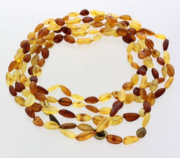 5 Raw Mix BEANS Baltic amber adult necklaces 45cm