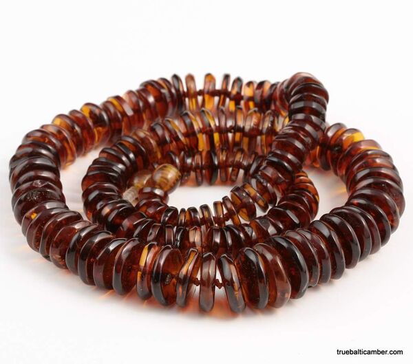 Cognac buttons Baltic amber necklace 22in