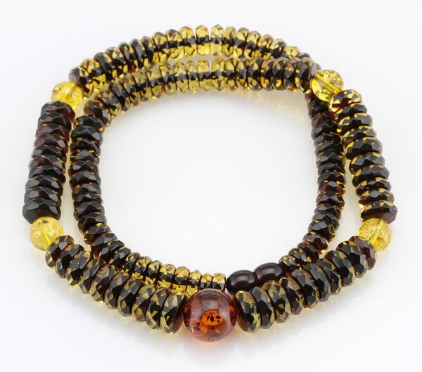 Faceted BUTTONS Baltic amber necklace 20in
