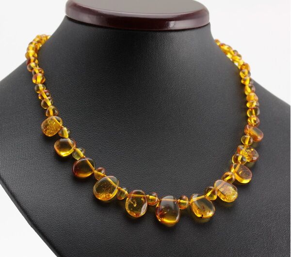 Leave shape pieces Baltic amber necklace 18in