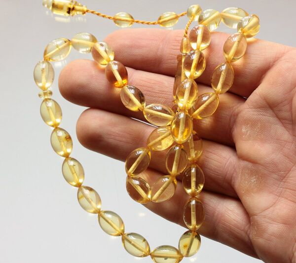 Islamic 33 Baltic amber Prayer OLIVE 9MM beads