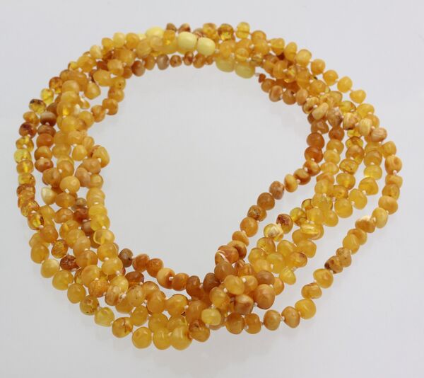 5 Butter BAROQUE Baltic amber adult necklaces 46cm