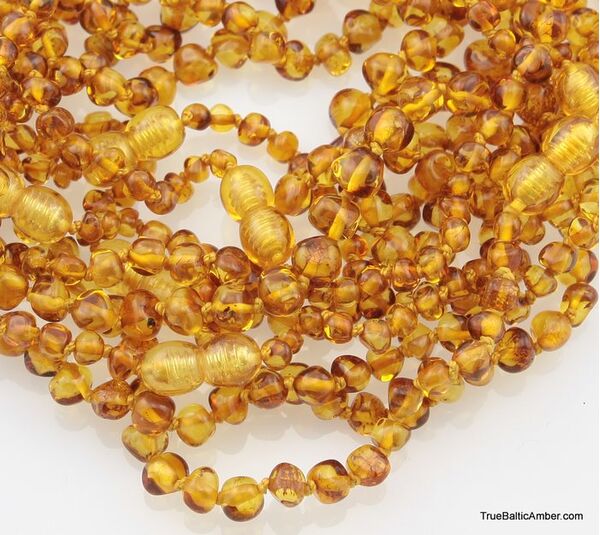 Honey BAROQUE Baby teething Baltic amber necklace