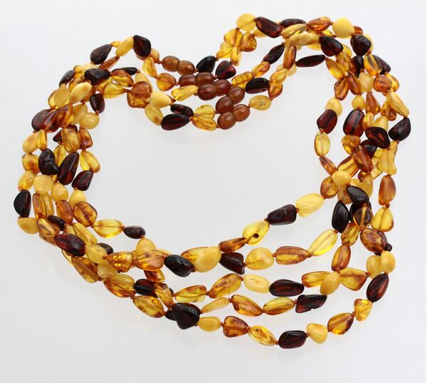 5 Multi BEANS Baltic amber adult necklaces 50cm