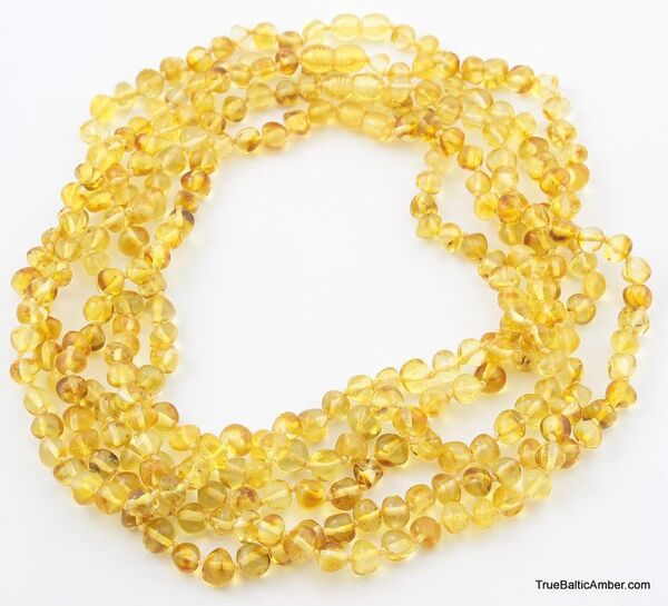 5 Lemon BAROQUE beads Baltic amber adult necklaces