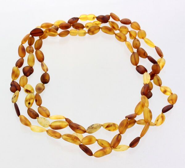 3 Raw Mix BEANS Baltic amber adult necklaces 45cm