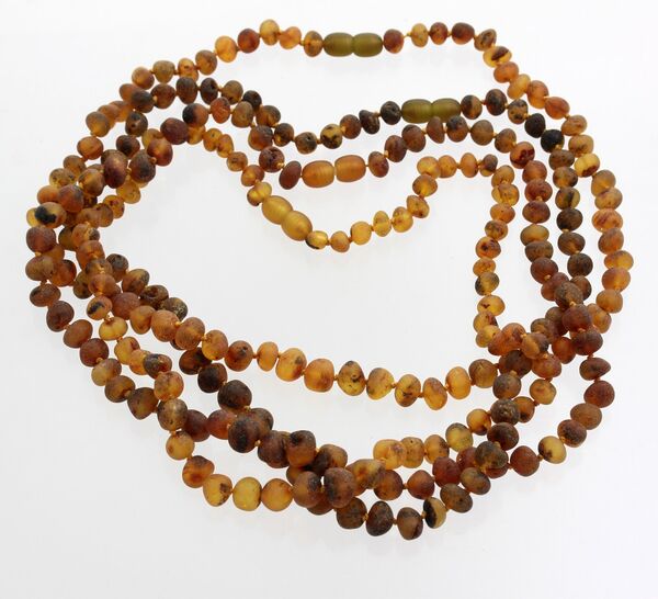 4 Raw Green BAROQUE Baltic amber adult necklaces 46cm