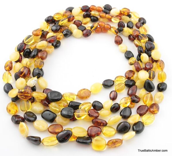 6 Multi larger BEANS Baltic amber adult wholesale necklaces
