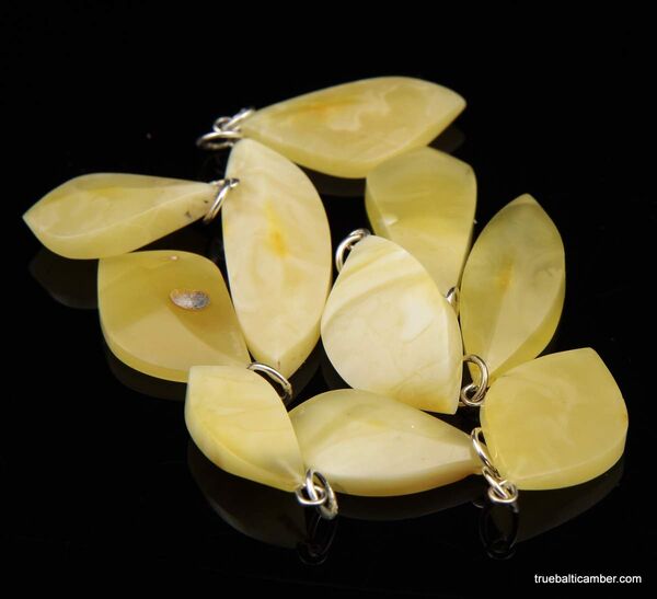 10 Butter Baltic amber CARVED silver pendants