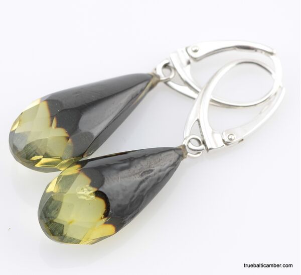 Faceted drops Baltic amber earrings