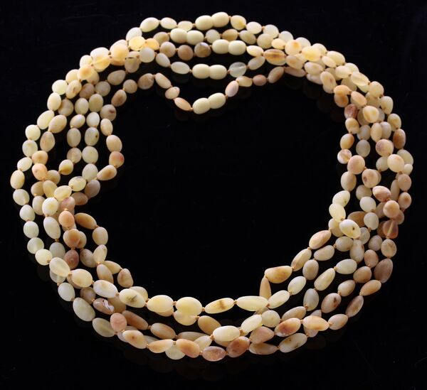 5 Raw Milk BEANS Baltic amber adult necklaces 55cm