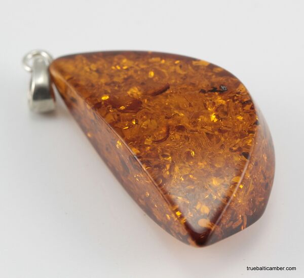 Large CARVED Baltic amber silver pendant
