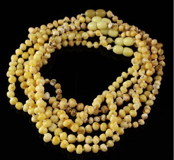 6 White BAROQUE Baby teething Baltic amber necklaces 33cm