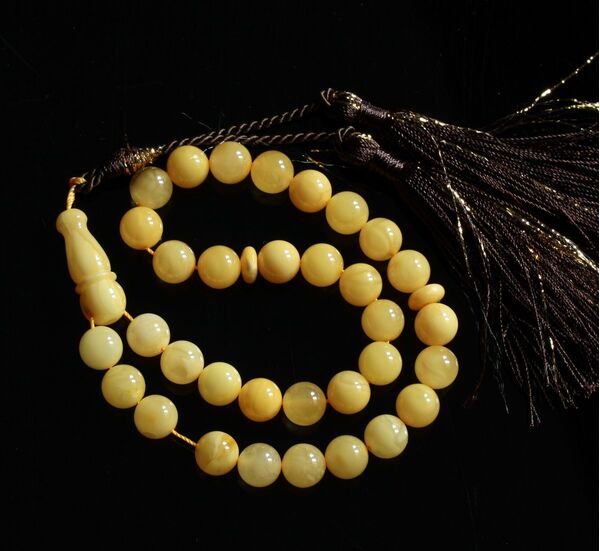 Islamic 33 Prayer Butter ROUND Baltic amber 8MM beads
