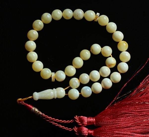 Islamic 33 Prayer White ROUND Baltic amber 7MM beads