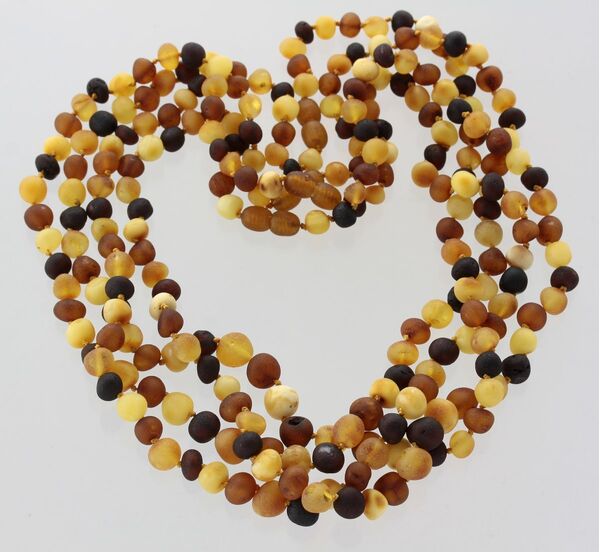 4 Raw Multi BAROQUE Baltic amber adult necklaces 52cm