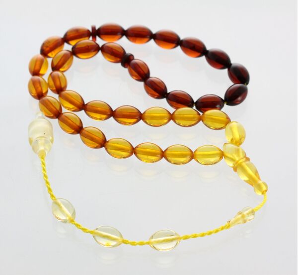 Islamic 33 Rainbow Prayer OLIVE Baltic amber beads rosary