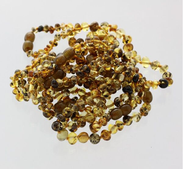 10 Green BAROQUE Baltic amber teething bracelets 16cm