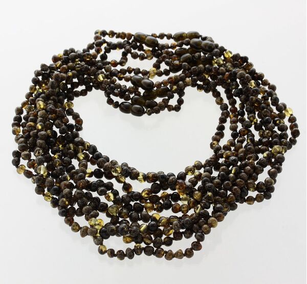 10 Small Dark BAROQUE Baltic amber adult necklaces 46cm