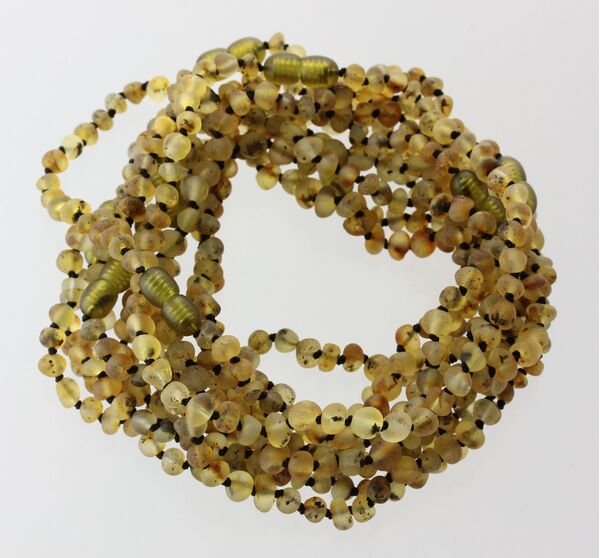 10 Raw Green BAROQUE Baltic amber teething necklaces 28cm