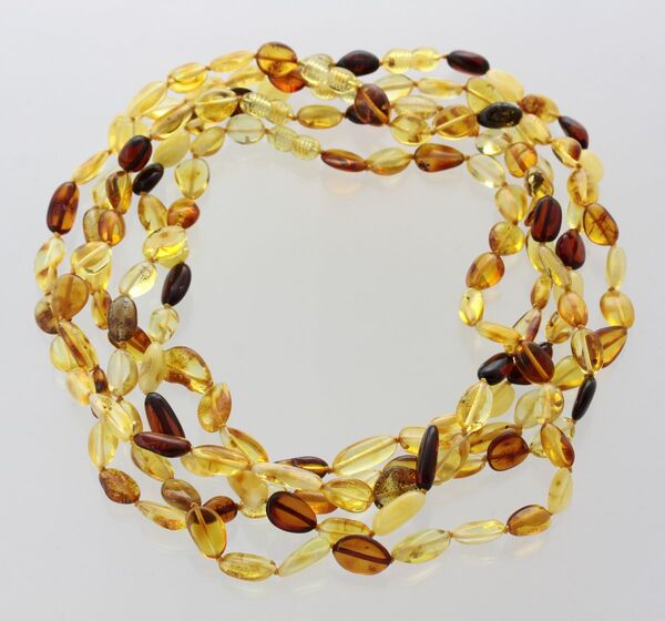 5 Mix BEANS Baltic amber adult necklaces 45cm