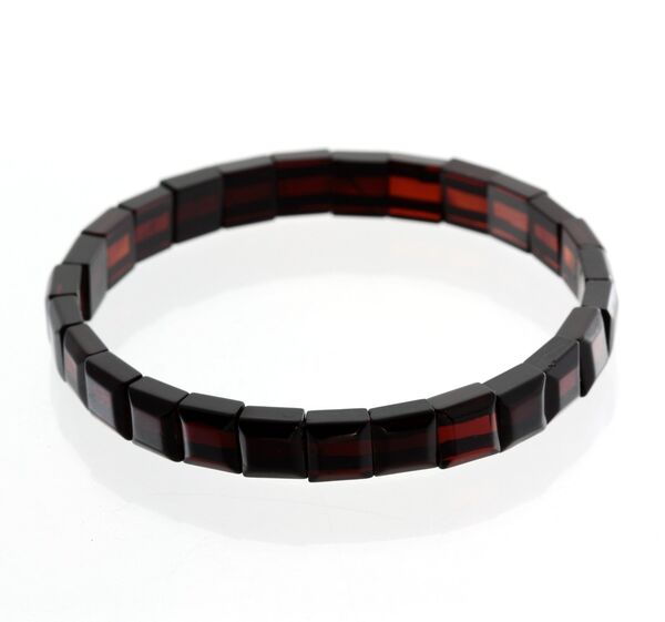 Elegant Little Squares Baltic amber stretch bracelet 19cm