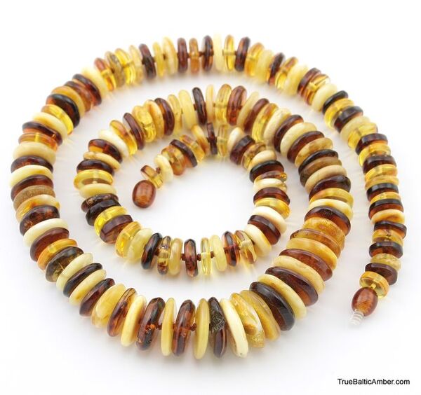Multi BUTTONS Baltic amber necklace 25in