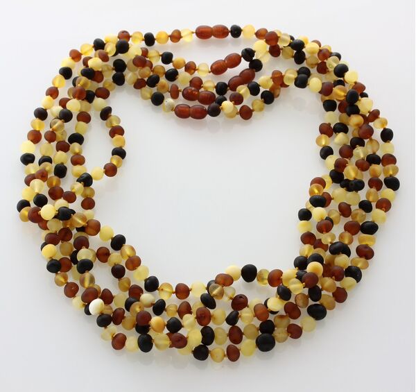 5 Raw Multi BAROQUE beads Baltic amber adult necklaces 55cm