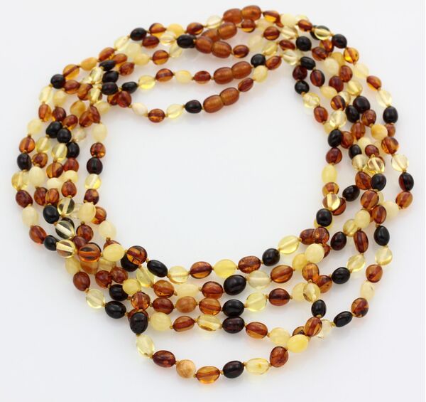 5 Muti BEANS Baltic amber adult necklaces 48cm