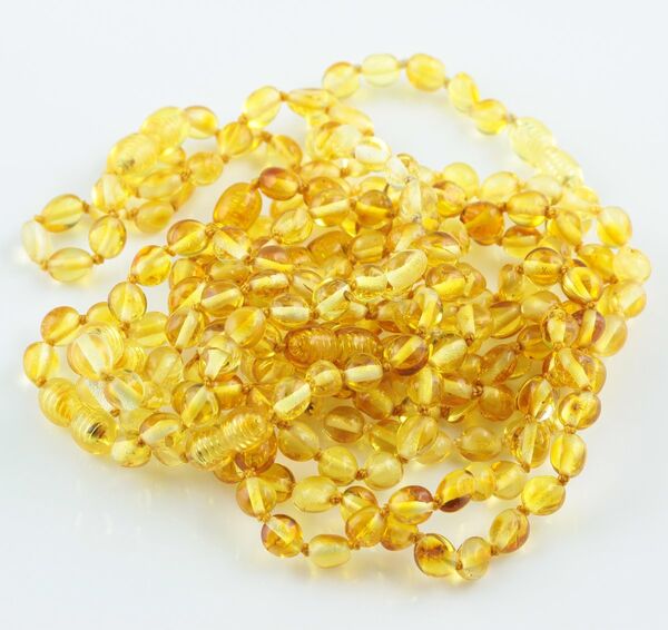 10 Lemon BEANS Baltic amber adult bracelets 19cm
