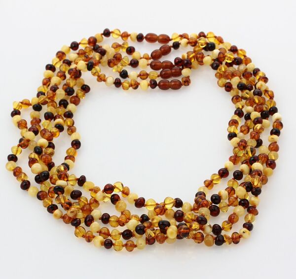 5 Multi BAROQUE Baltic amber adult necklaces 55cm