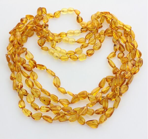 5 Honey BEANS Baltic amber adult necklaces 51cm