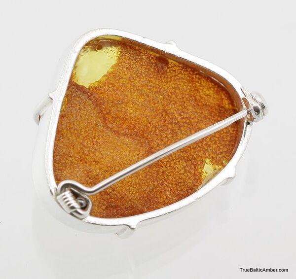 Exclusive Baltic amber silver brooch