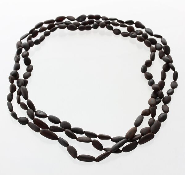 3 Raw Cherry BEANS Baltic amber adult necklaces 60cm