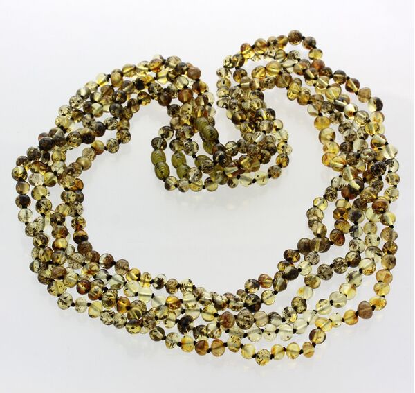 5 Green BAROQUE Baltic amber adult necklaces 60cm