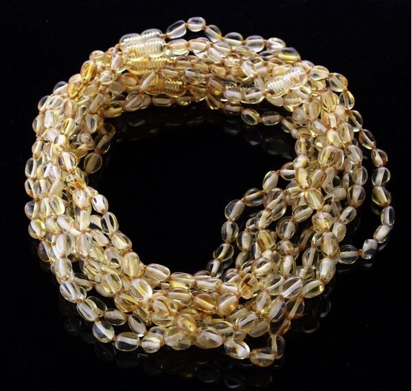 10 Lemon BEANS Baltic amber teething necklaces 33cm