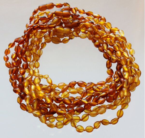 Unpolished BEANS Baby Baltic amber teething necklace 33cm