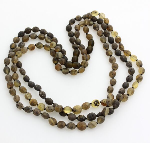 10 Raw Green OLIVES Baltic amber wholesale adult necklaces 47cm