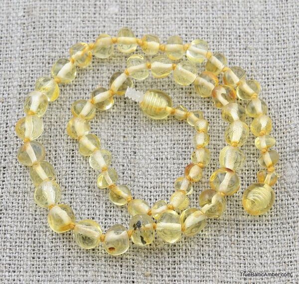 Honey BAROQUE Baby teething Baltic amber necklace 14in