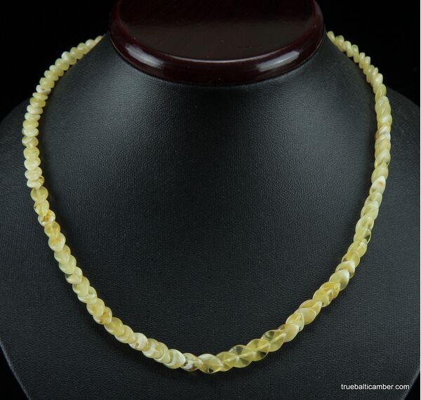 Overlapping White pieces Baltic amber necklace 18in