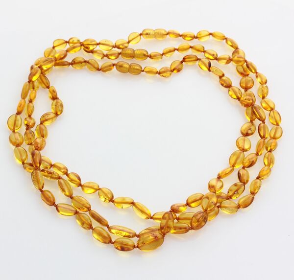 3 Honey BEANS Baltic amber adult necklaces