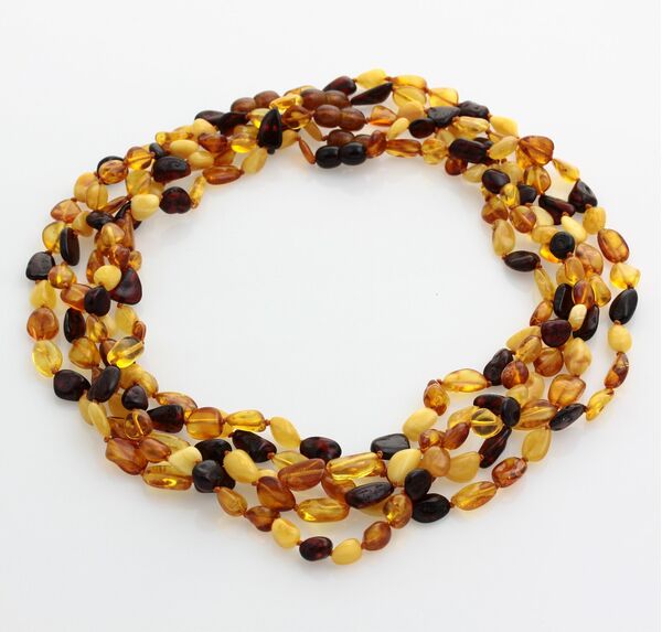 5 Multi BEANS Baltic amber adult necklaces 51cm