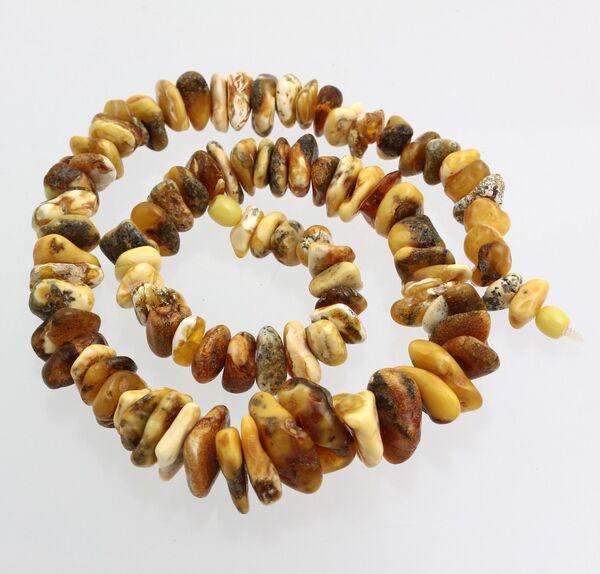 Large marble beads Baltic amber necklace 61cm